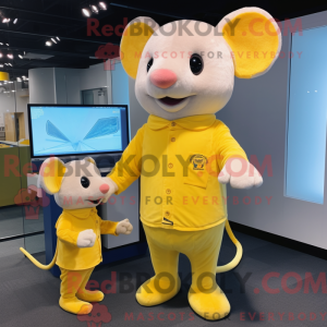 Mascottefiguur van een gele...