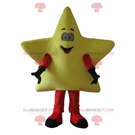 Cute and smiling giant yellow star mascot - Redbrokoly.com