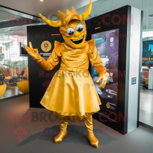 Gold Demon maskot kostym...