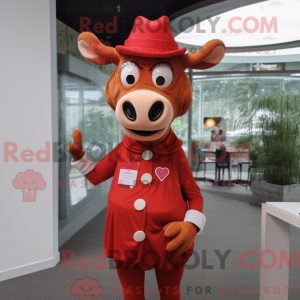Mascottefiguur van een rode...