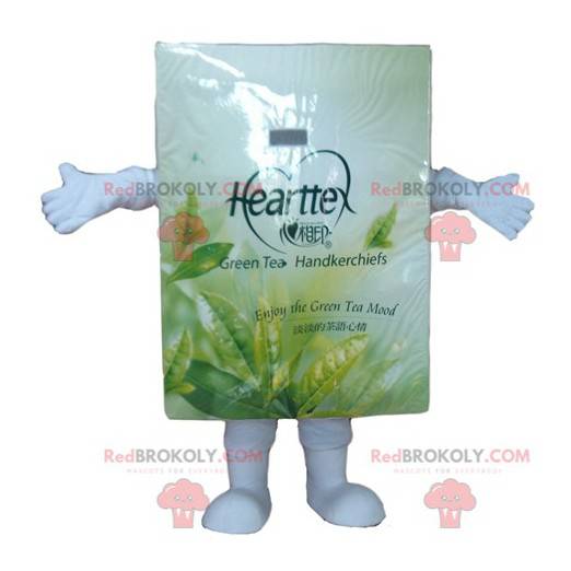 White and green tea bag box mascot - Redbrokoly.com