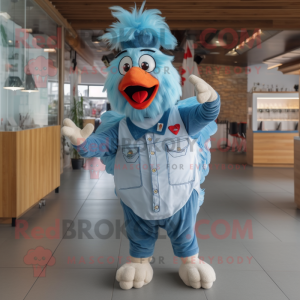 Sky Blue Rooster mascotte...