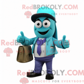 Fantasia de mascote de moussaka cian com blazer e gorros - Mascotes Moussaka - REBROKO_426852 - RedBrokoly.com