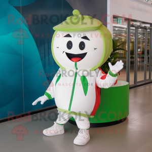 White Watermelon mascot costume character dressed with a Windbreaker and Bracelets