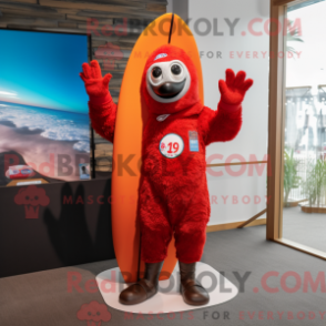 Característica de uma máscara de surfe vermelha com parka e hansker - Mascotes do Panda Vermelho - RedBrokoly.com