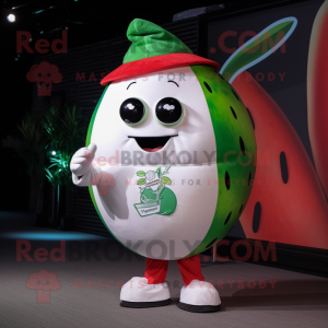 White Watermelon mascot costume character dressed with a Windbreaker and Bracelets