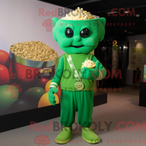 Maskot karakter af en grøn...
