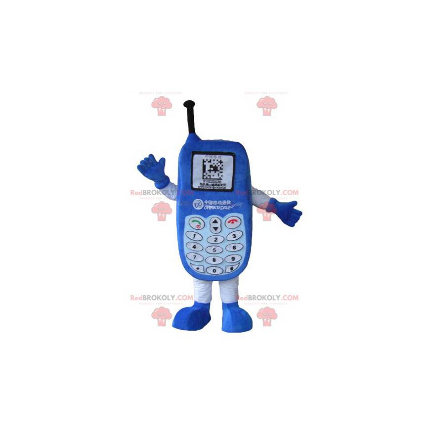 Blaues Handy-Maskottchen mit einer Tastatur - Redbrokoly.com