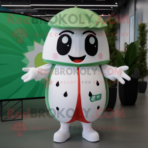 White Watermelon mascot costume character dressed with a Windbreaker and Bracelets