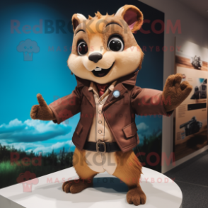 Brown Flying Squirrel mascot costume character dressed with a Blazer and Hairpins