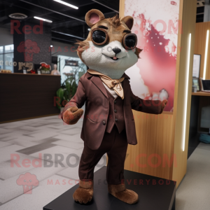 Brown Flying Squirrel mascot costume character dressed with a Blazer and Hairpins