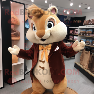 Brown Flying Squirrel mascot costume character dressed with a Blazer and Hairpins