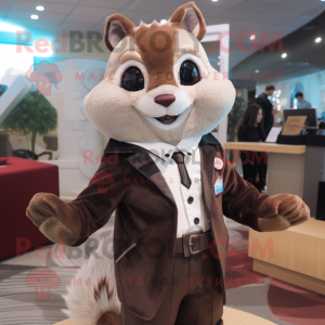 Brown Flying Squirrel mascot costume character dressed with a Blazer and Hairpins