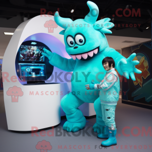 Mascot character of a Cyan...
