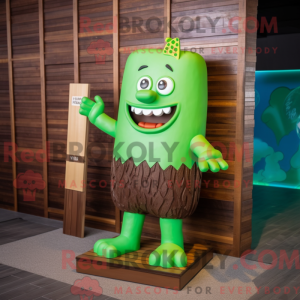 Maskot karakter af en grøn...