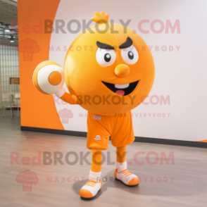 Orange Handball Ball mascot costume character dressed with a Dress Pants and Clutch bags