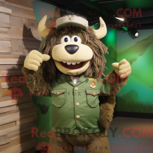 Maskot karakter af en grøn...