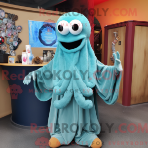 Maskot karakter af en Cyan...