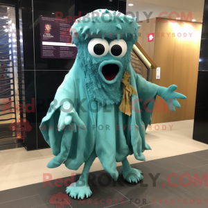 Maskot karakter af en Cyan...
