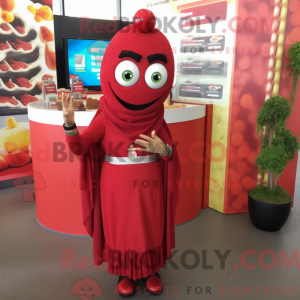 Maskot postava červeného...