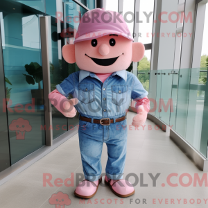 Maskottchenfigur eines rosa...
