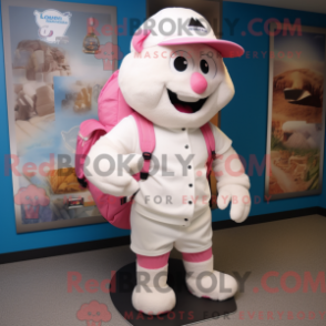 Fantasia de mascote de um Rosa claro com bermuda e mochilas - Mascotes rosa - REBROKO_427786 - RedBrokoly.com
