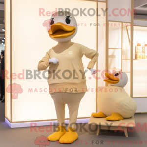 Maskotkarakter av en beige...