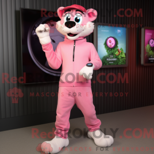 Maskotkarakter af en Pink...