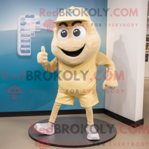 Maskotkarakter av en beige...