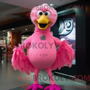 Mascottefiguur van een roze...