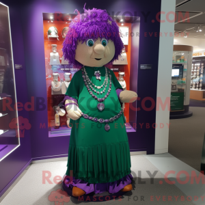 Maskottchenfigur einer lila...
