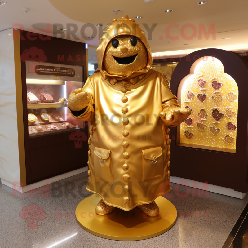 Gold Chocolates mascot costume character dressed with a Cover-up and Clutch bags Gold Chocolates mascot costume character dressed with a Cover-up and Clutch bags