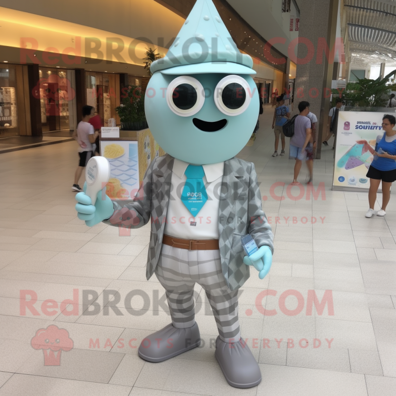 Silver Ice Cream mascot costume character dressed with a Swimwear and Pocket squares Silver Ice Cream mascot costume character dressed with a Swimwear and Pocket squares