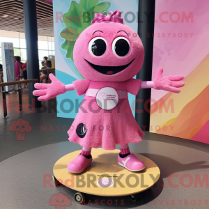 Maskotkarakter av et rosa...