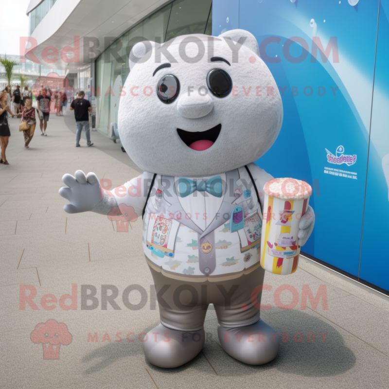Silver Ice Cream mascot costume character dressed with a Swimwear and Pocket squares Silver Ice Cream mascot costume character dressed with a Swimwear and Pocket squares