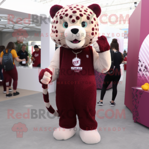 Maroon Leopard mascot costume character dressed with a Jeggings and Keychains