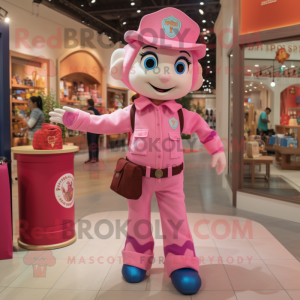 Pink Fire Fighter mascotte...