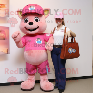 Pink Fire Fighter mascotte...