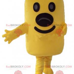 Mascotte de bonhomme jaune géant en forme de rectangle -