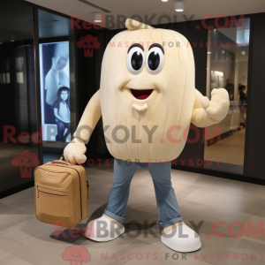 Maskotkarakter av en beige...