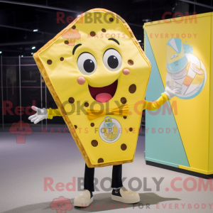 Mascottefiguur van een gele...
