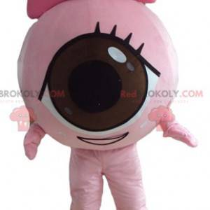 Mascote gigante de olho rosa todo redondo e fofo -