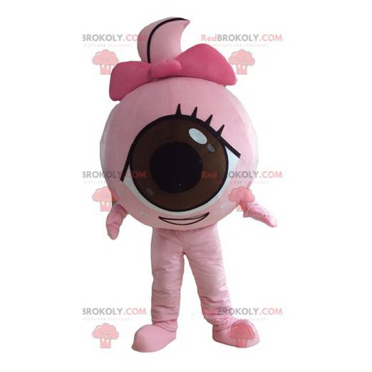Kæmpe lyserød øjenmaskot rundt og sød - Redbrokoly.com