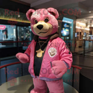 Pink Bear maskot kostume...