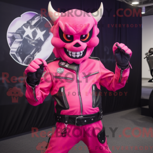 Maskotkarakter av en Pink...