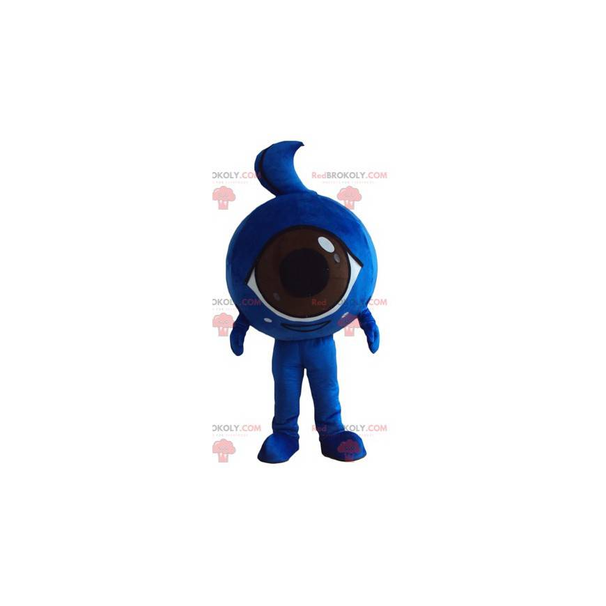 Mascotte d'œil géant bleu tout rond et mignon - Redbrokoly.com