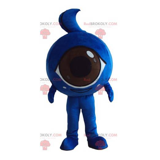 Mascotte d'œil géant bleu tout rond et mignon - Redbrokoly.com
