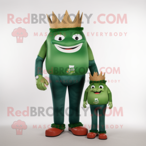 Forest Green King mascot costume character dressed with a Mom Jeans and Cufflinks