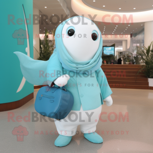 Cyan Beluga Whale maskot...