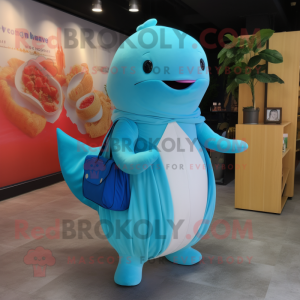 Cyan Beluga Whale maskot...